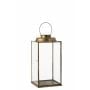 Lantaarn vierkant laag antiek glas/ijzer brons small
