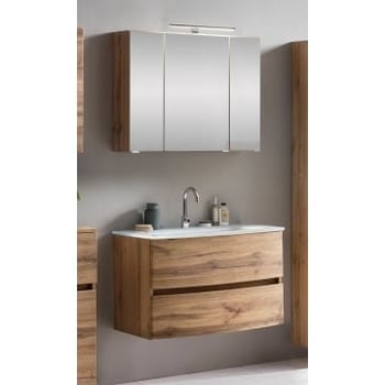 Badkamercombinatie Kornel 1 2-delig met witte wastafel - eik