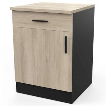 Onderkast Romanie 60 cm 1 lade, 1 draaideur en 1 legplank-Kronberg eik/matzwart