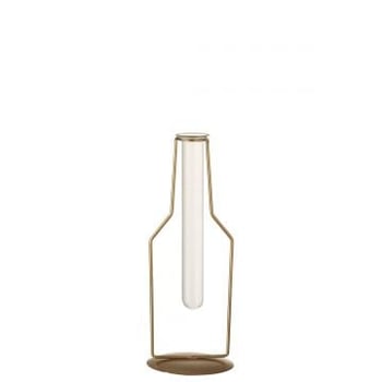 Vaasje 1 tube fles metaal/glas goud small