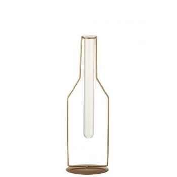 Vaasje 1 tube fles metaal/glas goud large