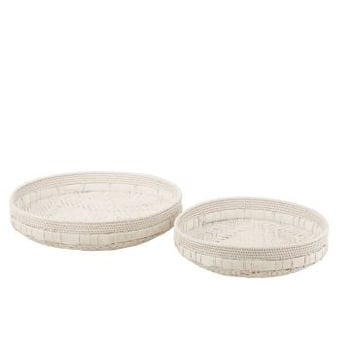 Set van 2 schalen rond rotan wit
