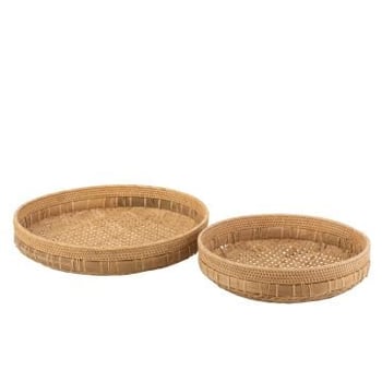 Set van 2 schalen rond rotan naturel