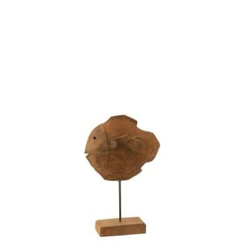 Vis op voet teak hout naturel small