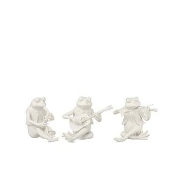 Kikker muziek zittend poly wit small assortiment van 3