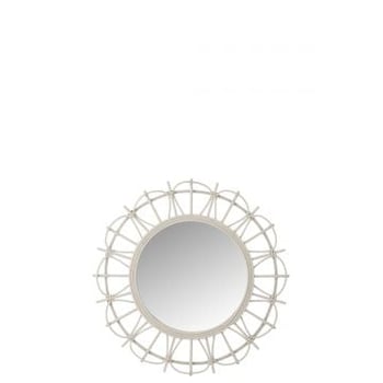 Spiegel rond bamboe licht grijs