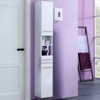 Kolomkast Small 25cm 1 lade & 2 deuren - hoogglans wit