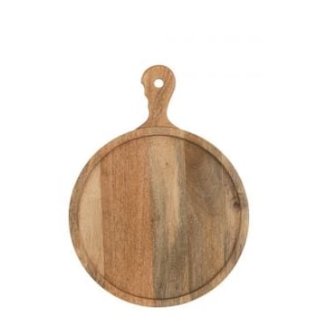 Snijplank rond handvat mango hout naturel
