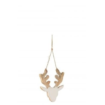 Hanger rendier mango hout wit/white wash small