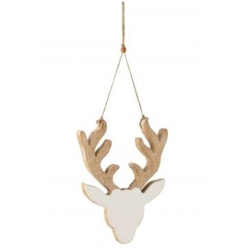 Hanger rendier mango hout wit/white wash large