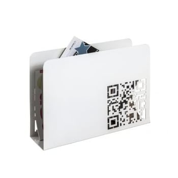 Tijdschriftenrek | 35 x 10 x 26 cm | Wit, QR-codeontwerp