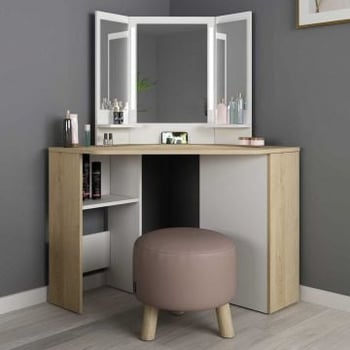 Make-uptafel Chic - eik/wit