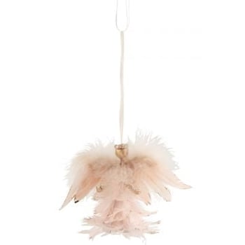 Hanger engel veren glitter licht roze