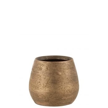 Bloempot oneffen ruw keramiek goud medium