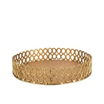 Plateau rond ringen aluminium goud