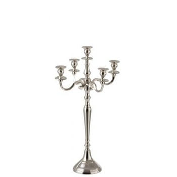 Kandelaar 5-arm klassiek aluminium zilver small
