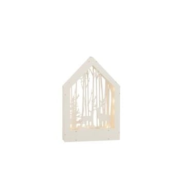 Deco winter herten+bomen led hout wit