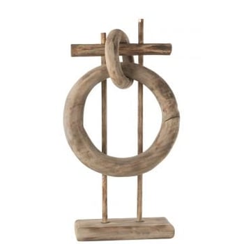Decoratie ringen verticaal hout naturel