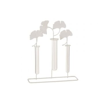 Vaasje 3 houders bloemen metaal wit