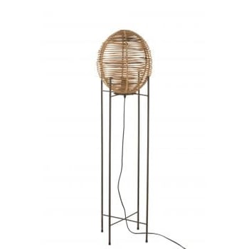 Staanlamp op frame metaal/rattan naturel