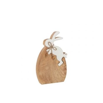 Konijn op ei puzzel mango hout naturel/wit large