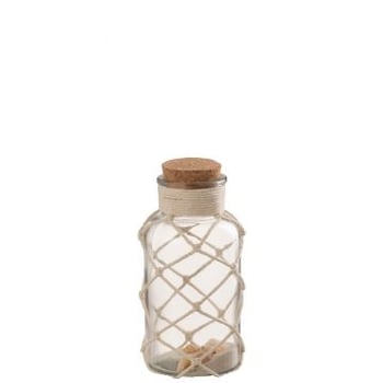 Decoratie vaas sand schelpen glas transparent medium
