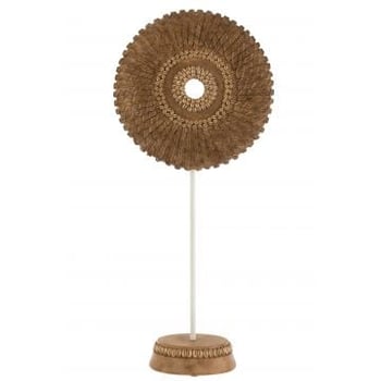 Cirkel op voet poly wit/bruin large