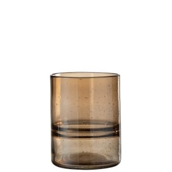 Vaas cilinder ribbel glas amber