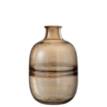Vaas rond ribbel glas amber small