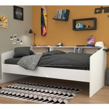 Kinderbed Sleep 90x200cm met opbergruimte - wit/eikdecor