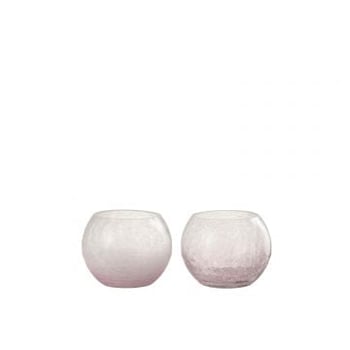 Windlicht bol craquele glas paars small assortiment van twee