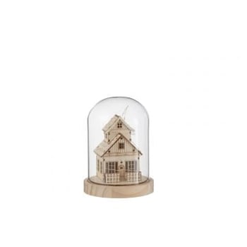 Stolp winter led huis hout/glas naturel