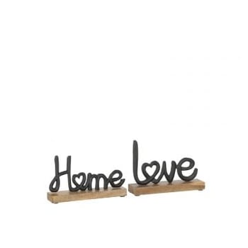 Letters love/home op voet hout aluminium zwart large assortiment van 2