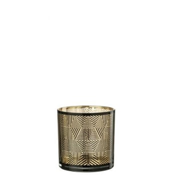 Windlicht driehoeken strepen glas bruin medium