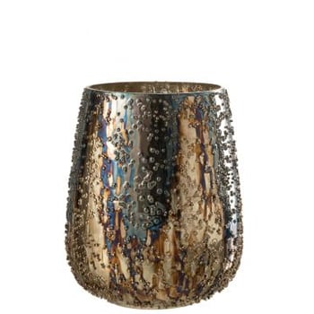 Windlicht lise glas bruin/goud large