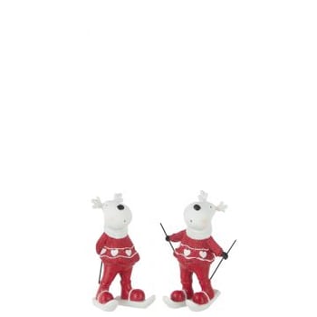 Rendier skien poly wit/rood small assortiment van 2
