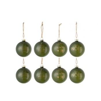 Doos van 8 kerstballen tekst xmas glas mat groen small