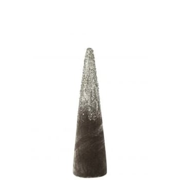 Kegel velvet grijs parels goud small