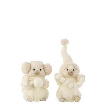 Pinguin sneeuwbalen staand deco textiel ecru large assortiment van 2