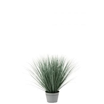 Grassen in pot metaal plastiek blauw/groen large
