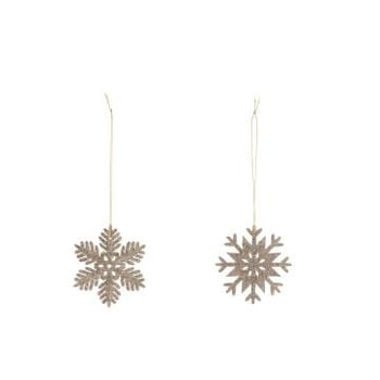 Hanger sneeuwvlok glitter champagne assortiment van 2