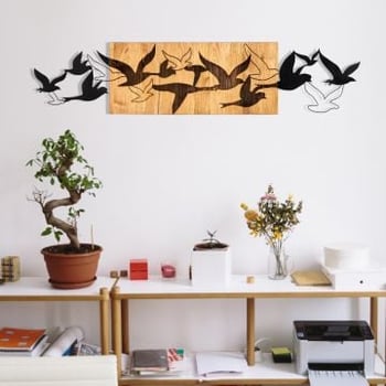 Wallity Decoratief Houten Wandaccessoire - 100% Metaal, Zwart Notenhout