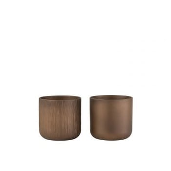 Bloempot gen keramiek goud/koper medium assortiment van 2