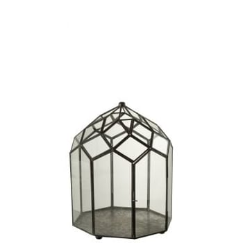 Terrarium glas/metaal zwart medium