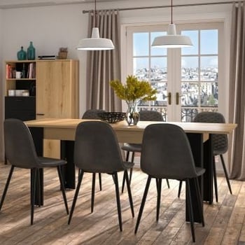 Uitschuifbare eettafel Tando 160/200cm - eik/zwart