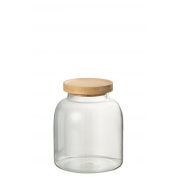 Pot in glas tom glas/bamboo transparant/naturel small