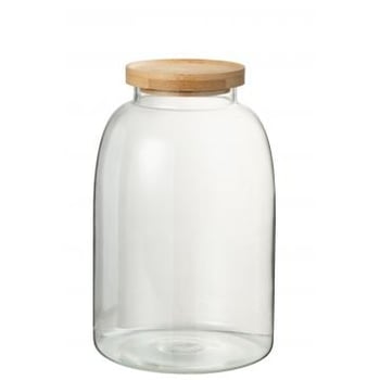 Pot in glas tom glas/bamboo transparant/naturel large