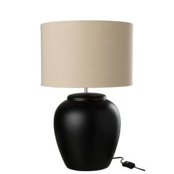 Lamp meli + kap keramiek linnen zwart large