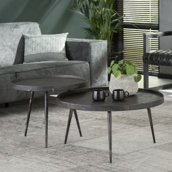 Set van 2 salontafels Lima ø76 industrieel - grijs