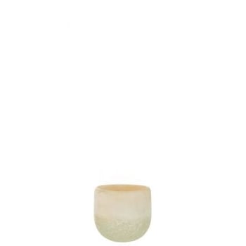 Theelichthouder glas beige small